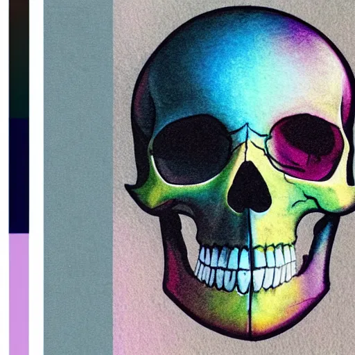 Image similar to color palette and a skull