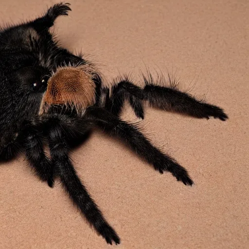 Prompt: photo of a hybrid between a cat and a tarantula