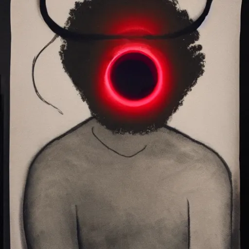 Image similar to a man with red glowing eyes