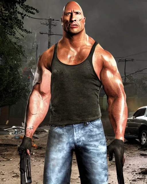 Prompt: dwayne johnson as the charger in the game left 4 dead. xbox 3 6 0 graphics