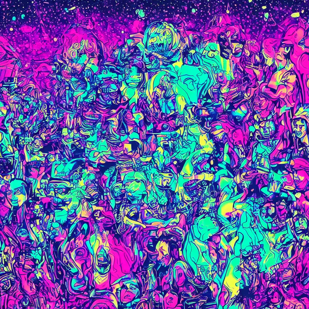 Prompt: an intergalactic psychedelic party