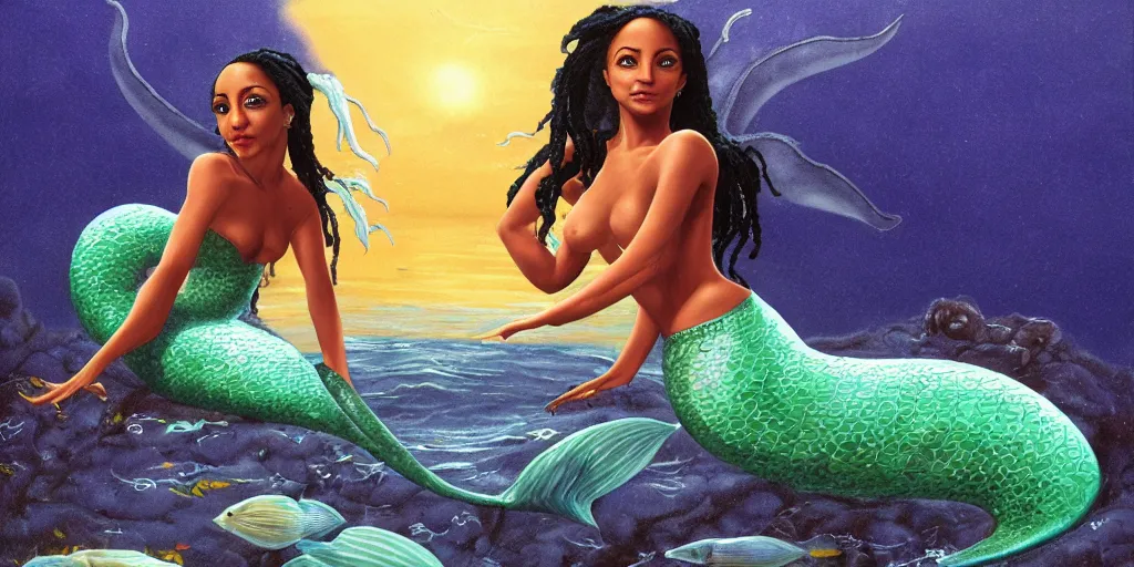 Prompt: Sade as a mermaid from no ordinary love , high quality, sade, detailed, 8k, mermaid