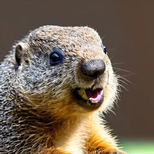 Image similar to groundhog holding its ears due to loud noise