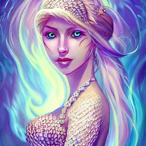 Image similar to merfolk princess portrait, d & d style, trending on artstation, colorful, intricate,