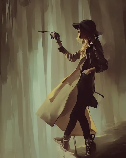 Image similar to taylor swift wearing fashionable trench coat, jesper ejsing, artgerm, ismail inceoglu, tom whalen