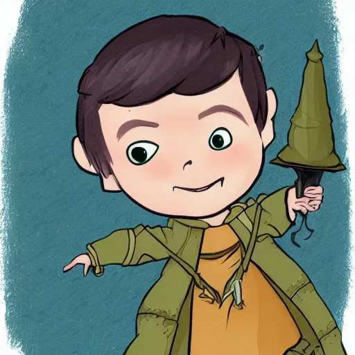 Prompt: young wizard character illustration