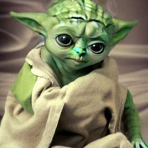 Image similar to baby yoda ripping someone in half without touching them