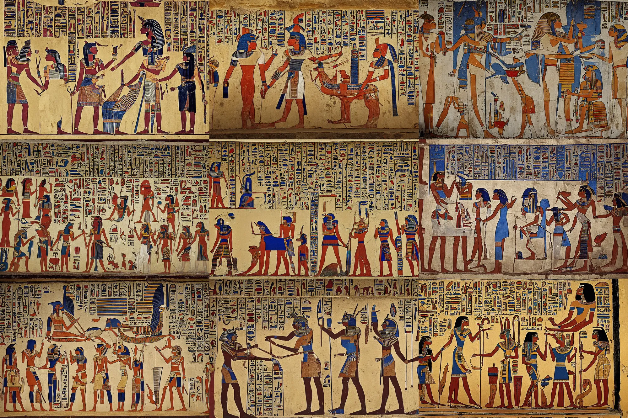 Prompt: an egyptian mural depicting a sacrifice