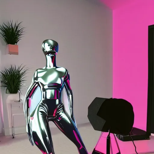 Image similar to hyperrealistic!! Photorealistic!! Alien Influencer dancing on tiktok, Balenciaga, Cinematic lights, 8K, High resolution!! Canon, Nikon