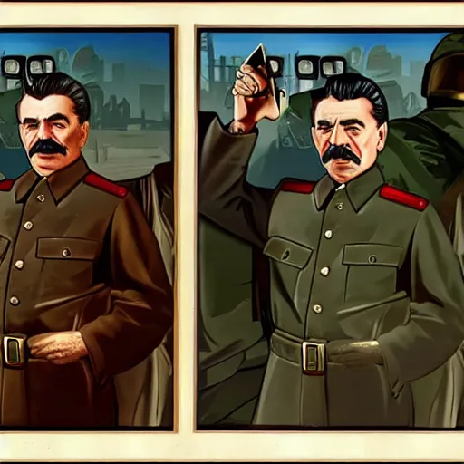 Prompt: Joseph Stalin as a GTA V loading screen