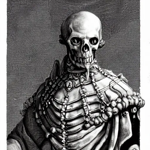 Image similar to a greatly detailed painting of a powerful necromancer| face is not visible | greyscale color | baroque art |