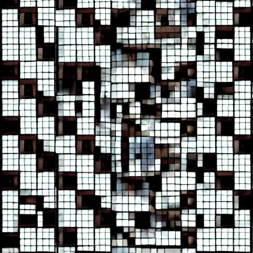 Image similar to a bunch of pixels arranged in an asymmetric, interesting and intriguing and pattern