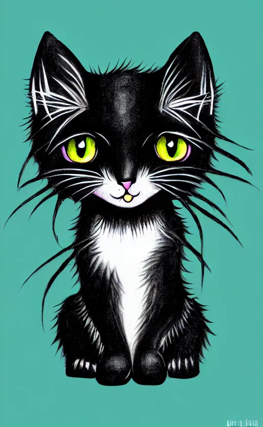 Image similar to goth kitten illustration