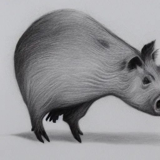 Prompt: A scrawny pig, pencil painting