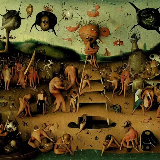 Image similar to florida man does it for the vine, an award winning detailed painting by hieronymus bosch