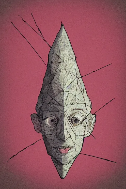 Prompt: portrait of triangular mushroomfolk head and shoulders, in the style of Greg Broadmore and Arthur Rackham and Moebius, trending on artstation, light lighting side view,digital art,surrealism ,macro,blueprint ,vaporwave ,