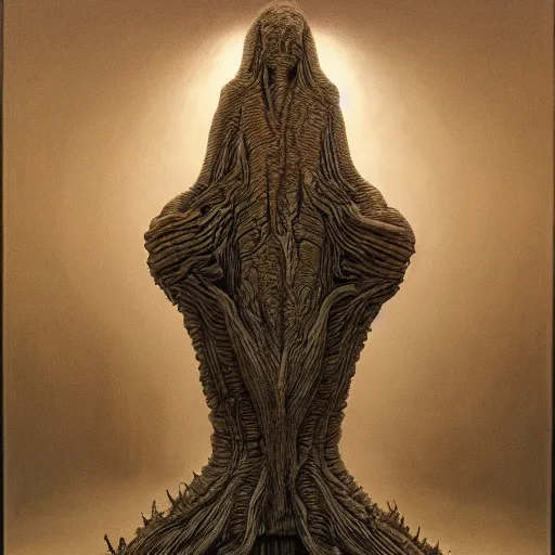 Image similar to the light by zdzisław beksiński, jeffrey smith and h.r. giger, oil on canvas, XF IQ4, f/1.4, ISO 200, 1/160s, 8K, RAW, unedited, symmetrical balance, in-frame