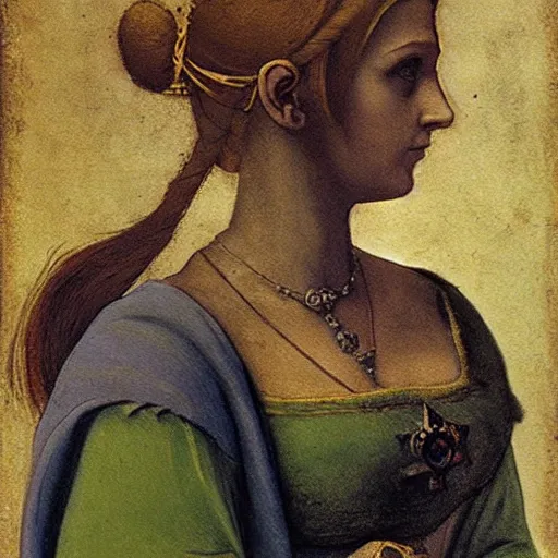 Prompt: princess zelda, by leonardo da vinci, painting