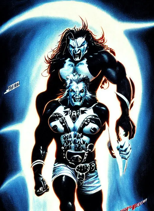 Prompt: lobo from dc comics movie poster art by jim warren