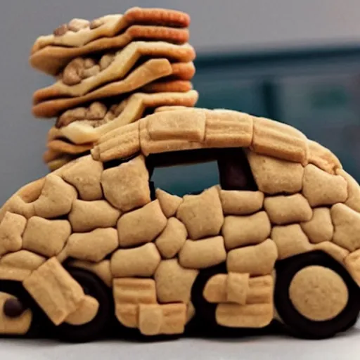 Image similar to realistic car made of cookies