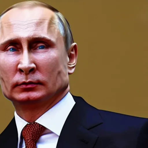 Image similar to a court sketch of vladimir putin in an orange jumpsuit