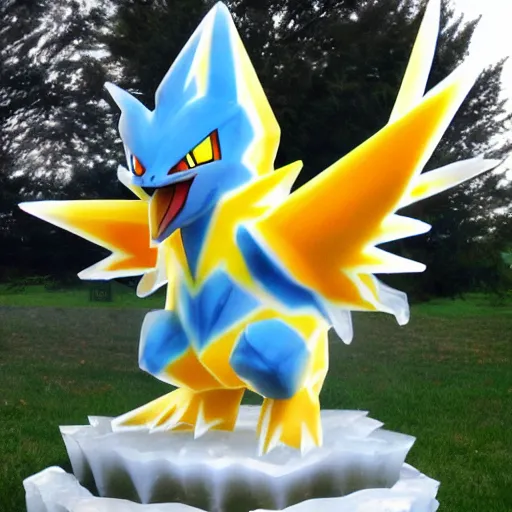 Prompt: ice sculpture of the pokemon zapdos