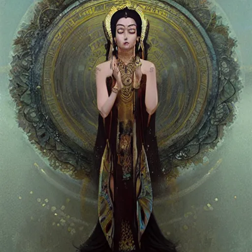 Image similar to cher!!!!! bodhisattva, elegant, portrait, illustration art by greg rutkowski