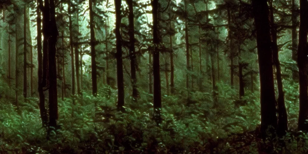 Prompt: a still from an 8 0 s movie forest.