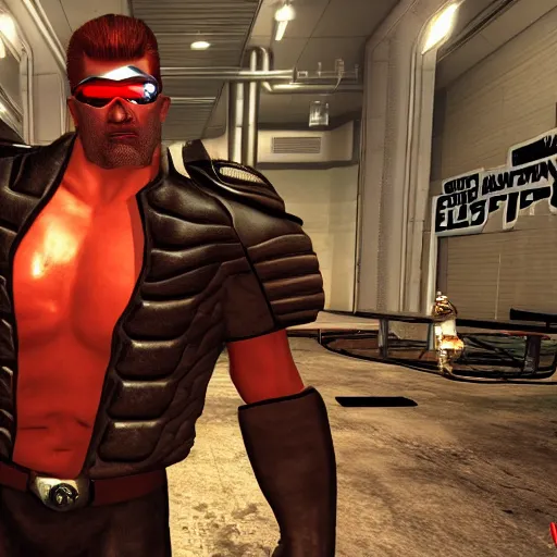 Prompt: duke nukem as a character in the game deus ex