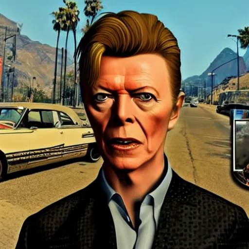 Image similar to David Bowie in gta v loading screen artwork