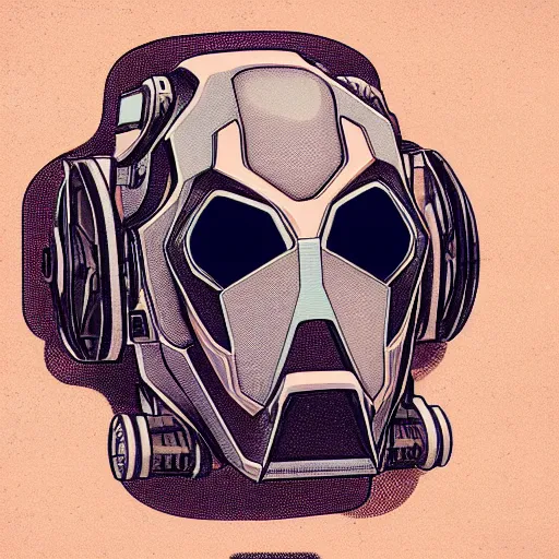 Image similar to mecha head, highly detailed illustration, custom design, dribbble. com, by secondsyndicate studio,