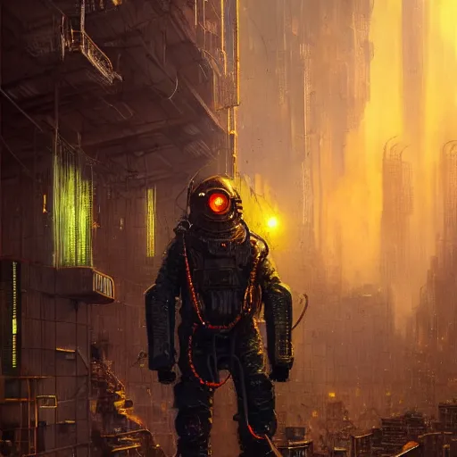 Image similar to rat in cyberpunk protective suit, Bruce Pennington, beautiful lighting, sharp, details, hyper-detailed, HD, HDR, 4K, 8K