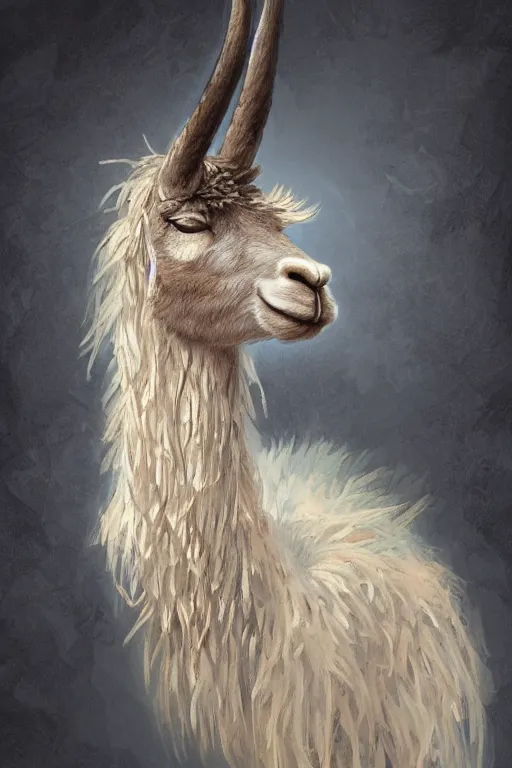 Image similar to Anthro Portrait of japanese llama, D&D, dark fantasy, anthro portrait, sakura blooming on background, intricate, elegant, llama portrait, highly detailed, digital painting, artstation, concept art, smooth, sharp focus, llama, illustration, art by artgerm and greg rutkowski and alphonse mucha, daily deviation, very very llama