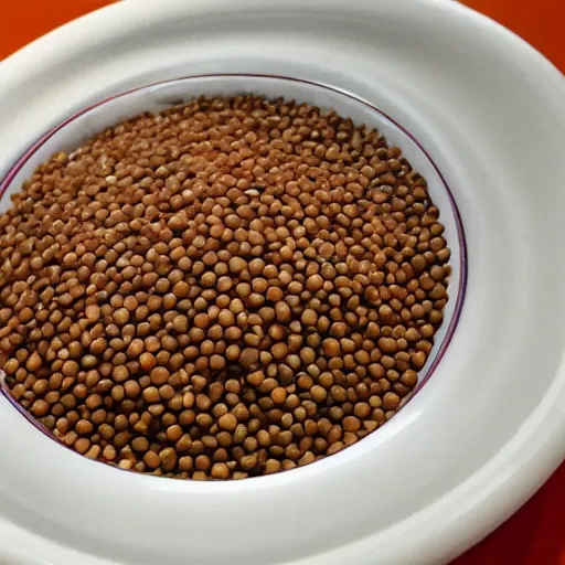 Image similar to a bowl of lentils with tilda swinton face