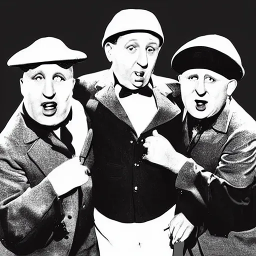 Prompt: the three stooges as a hip hop group