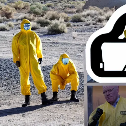 Prompt: A photo of Boris Johnson in a hazmat suit, Breaking Bad, RV, New Mexico desert, cinematic lighting, cooking with Walter White