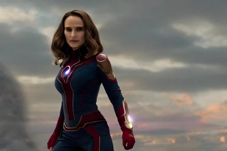 Image similar to film still of Natalie Portman as Wanda Maximoff in Avengers infinity War