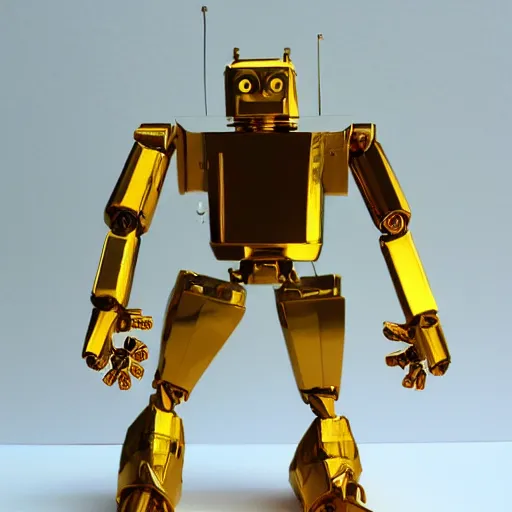 Image similar to robot made in origami hyperdetailed realistic golden hour illumination