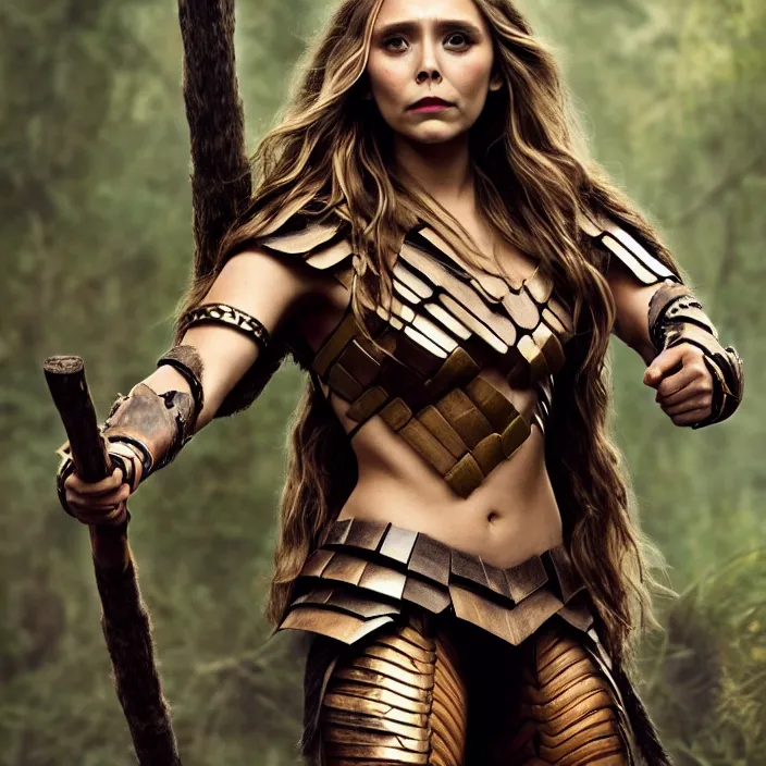 Image similar to professional full body photograph of elizabeth olsen as an amazon warrior. Extremely detailed. 8k