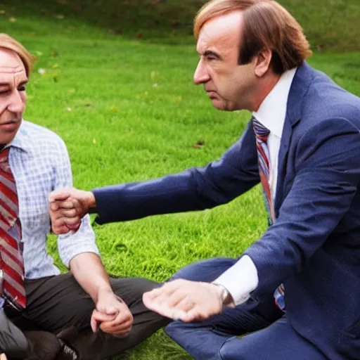 Prompt: saul goodman giving legal advice to a dog