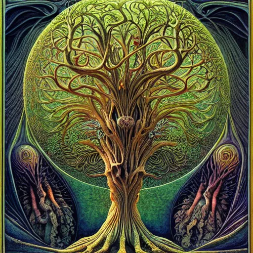 Image similar to tree of life by roger dean and andrew ferez, art forms of nature by ernst haeckel, divine chaos engine, symbolist, visionary, art nouveau, botanical fractal structures, organic, detailed, realistic, surreality