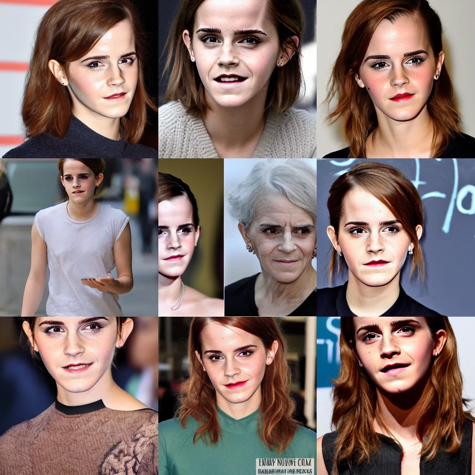 Prompt: Emma Watson elderly face face of 60 year old woman