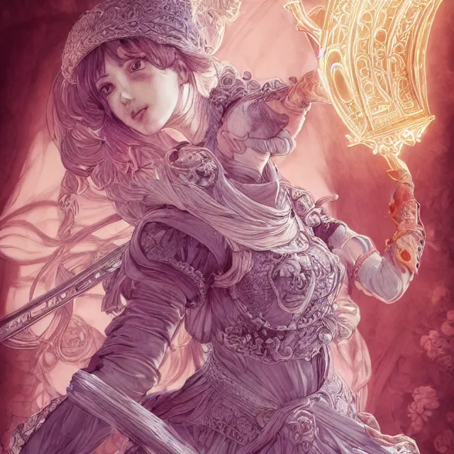 Image similar to the portrait of neutral good colorful female cleric bard as absurdly beautiful, gorgeous, elegant, skinny young gravure idol, an ultrafine hyperdetailed illustration by kim jung gi, irakli nadar, intricate linework, sharp focus, bright colors, octopath traveler, final fantasy, unreal engine 5 highly rendered, global illumination, radiant light, detailed and intricate environment