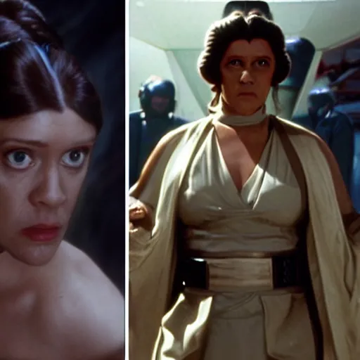 Prompt: Laurence fishburne as Princess Leia