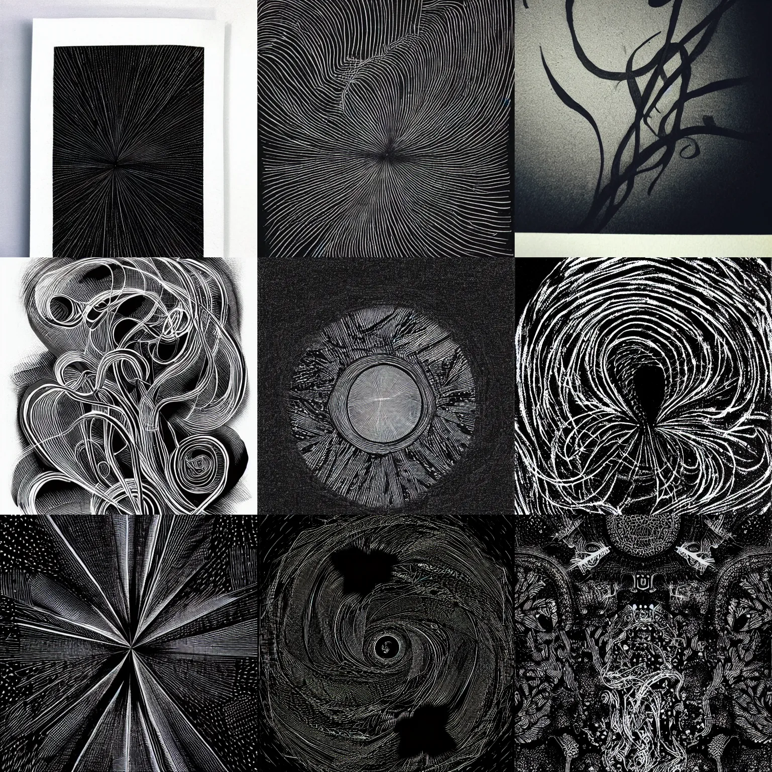 Prompt: deep dark black, solid color, black ink, black paper, background, total darkness, digital art