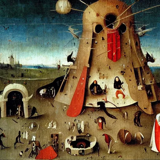 Image similar to a detailed zoom on a hieronymus bosch oil painting