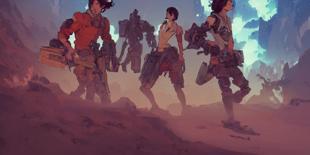 Prompt: surrounded behance hd artstation by jesper ejsing, by rhads, makoto shinkai and lois van baarle, ilya kuvshinov, ossdraws, that looks like it is from borderlands and by feng zhu and loish and laurie greasley, victo ngai, andreas rocha
