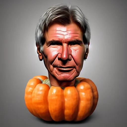 Prompt: harrison ford is fused into butternut squash, hyperdetailed, artstation, cgsociety, 8 k