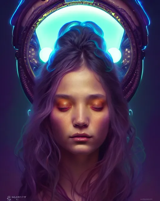 Image similar to one singular portrait of a sad bioluminescent creature, highly detailed, digital painting, cinematic, hyper realism, dark retrowave, art by stanley lau and artgerm and magali villeneuve and alphonse mucha, artstation, octane render, cgsociety