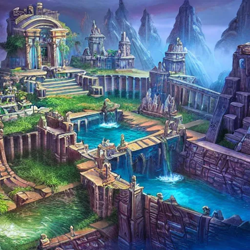 Image similar to the lost city of Atlantis, ultra high detail, dramatic lighting, hyper realistic, in the style of tyler edlin